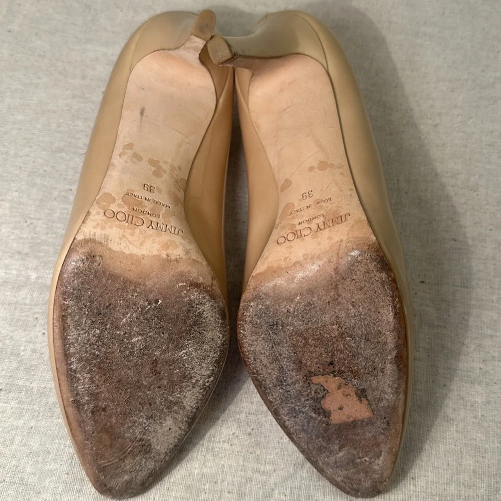 Jimmy Choo Vikki Pumps Nude Patent Leather | Wedding/Events Sz39 - Picture 11 of 15